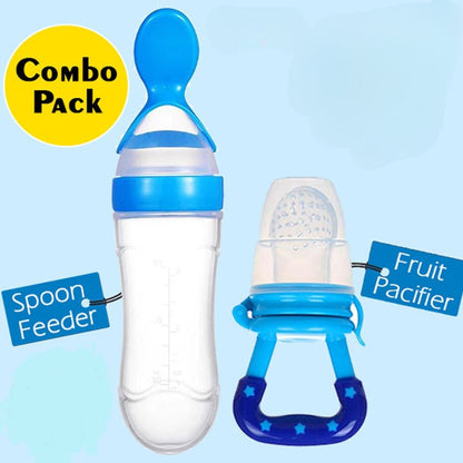 (COMBO) BABY SPOON FEEDER SILICONE BOTTLE FEEDING WITH FREE FRUIT PACIFIER TODDLER