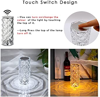 16 Colors Diamond Rose Crystal Lamp