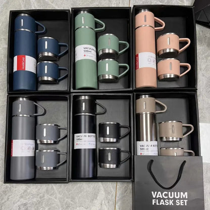 3 In 1 Vacuum Insulated Thermal Flask Set With Cup Set