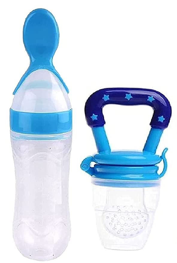 (COMBO) BABY SPOON FEEDER SILICONE BOTTLE FEEDING WITH FREE FRUIT PACIFIER TODDLER